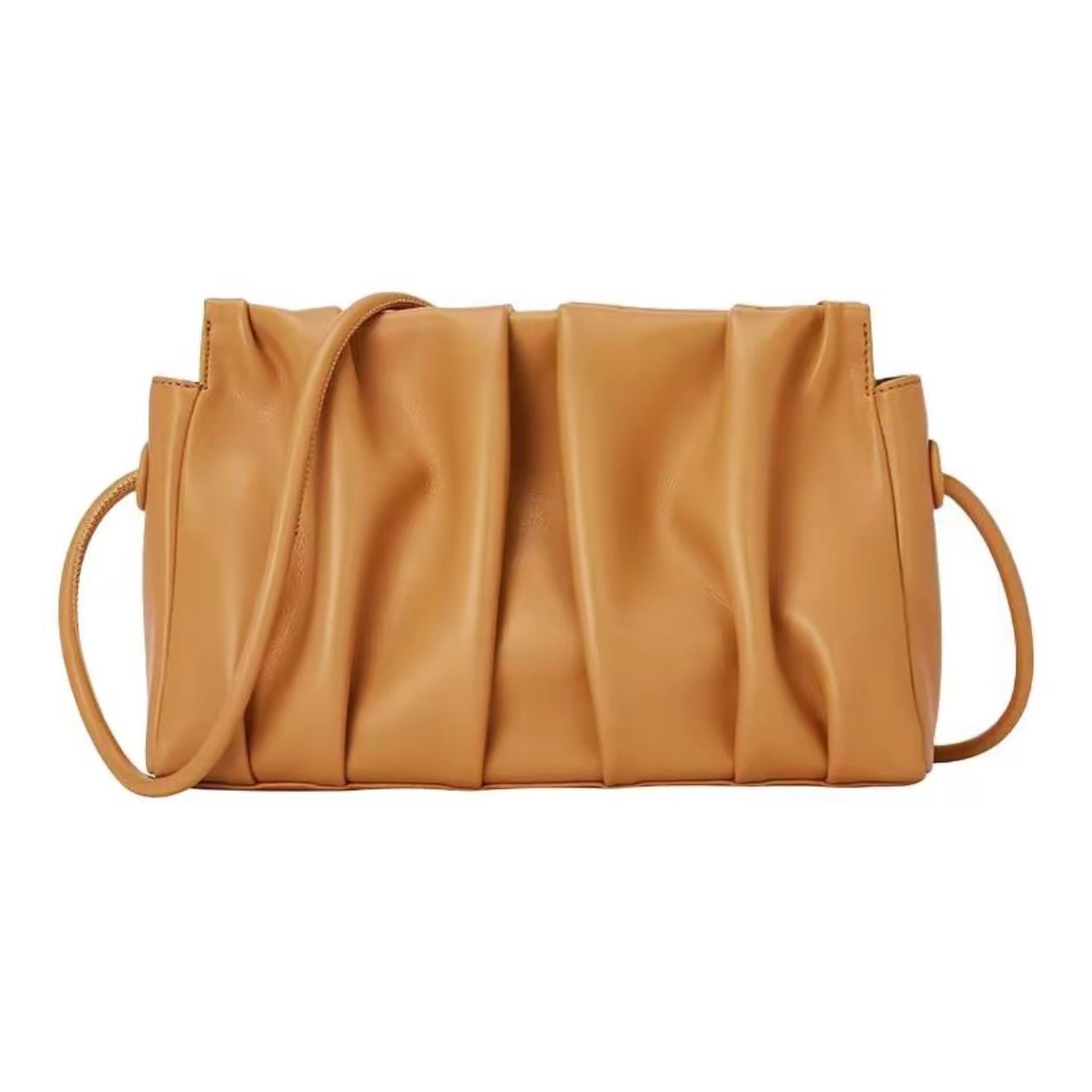 Beige Pleated Shoulder Bag