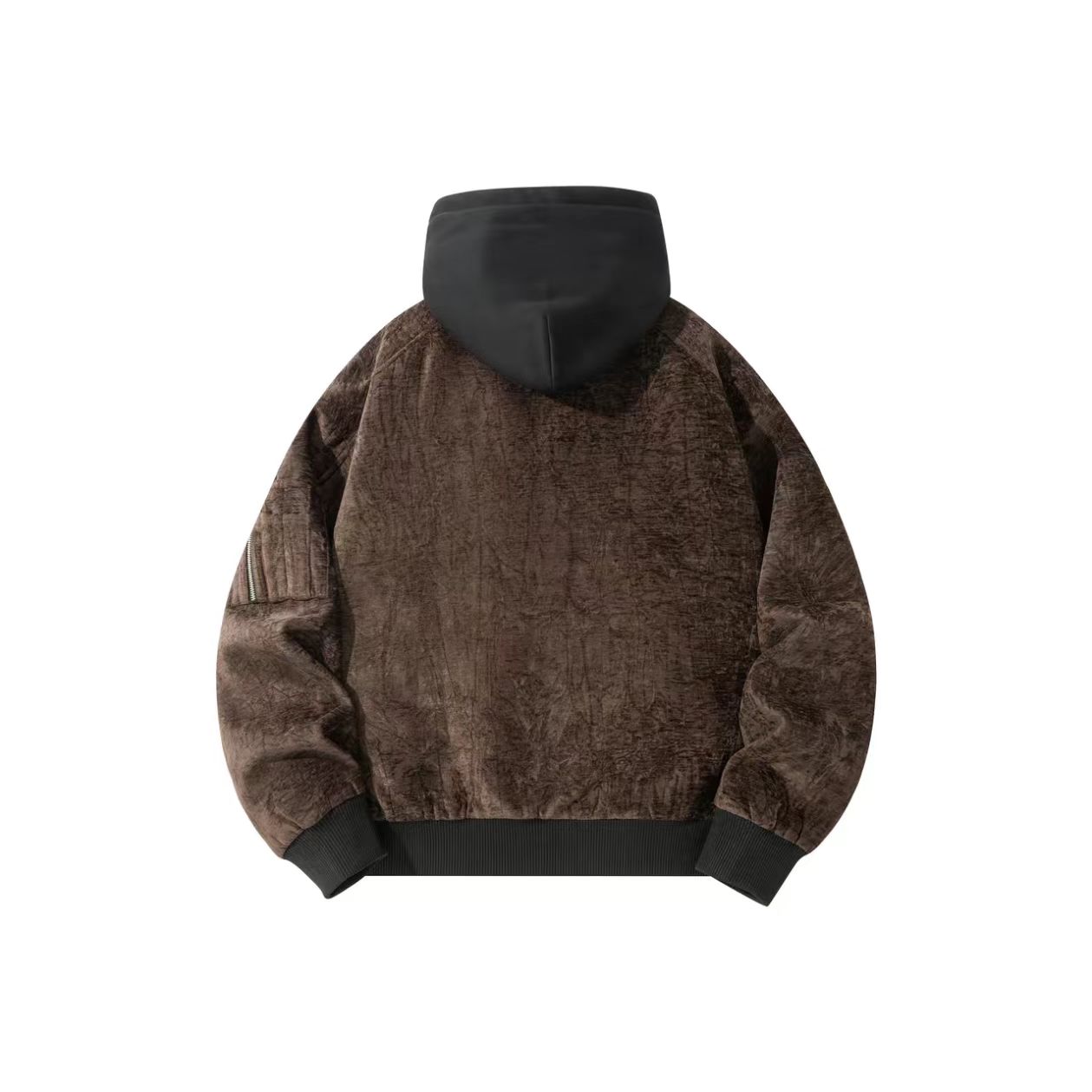 Brown Velvet Hooded Jacket