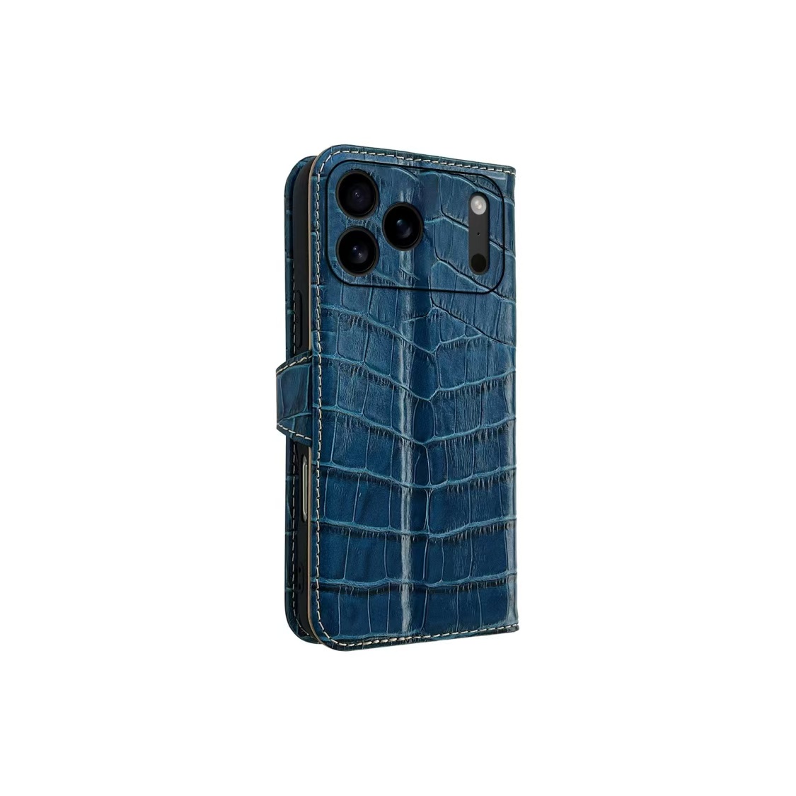 Blue Crocodile Pattern Phone Case flip