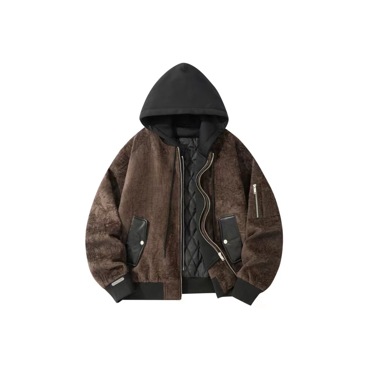 Brown Velvet Hooded Jacket
