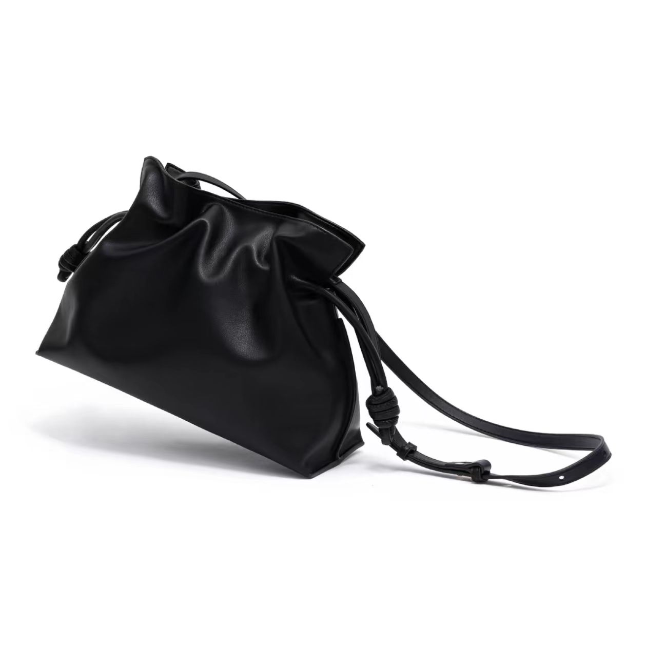 Black Leather Pouch Bag