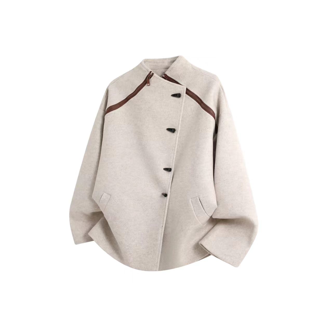 Beige Wool Cape Coat