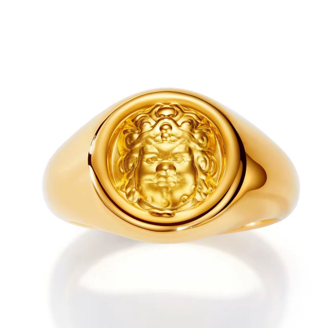 Gold Medusa Signet Ring
