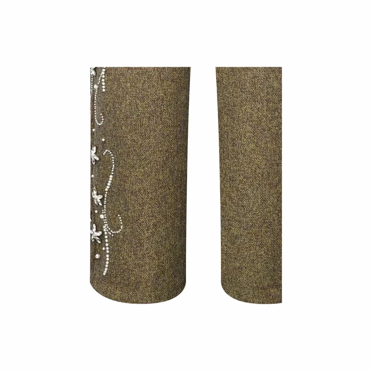 Brown wool embroidered pants