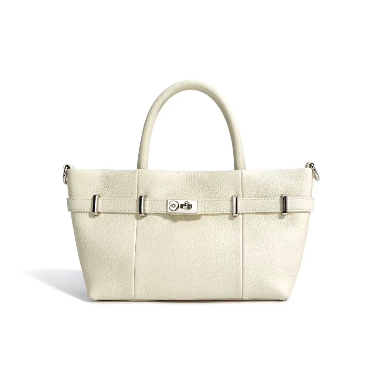 Black leather handbag