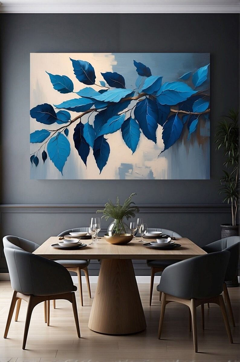 Blue Leaf Wall Art