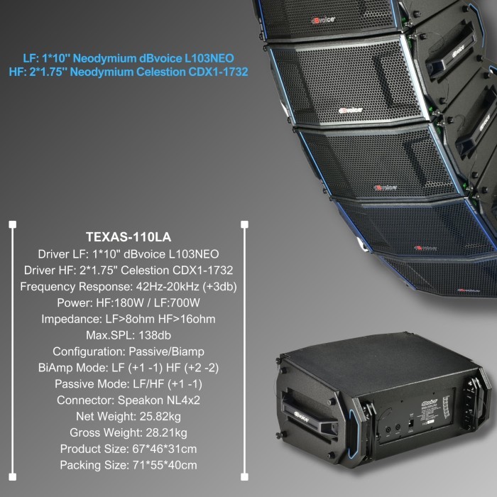 dBVoice TEXAS-110LA SPEAKER PASIF LINE ARRAY 1X10Inc per 1 Unit