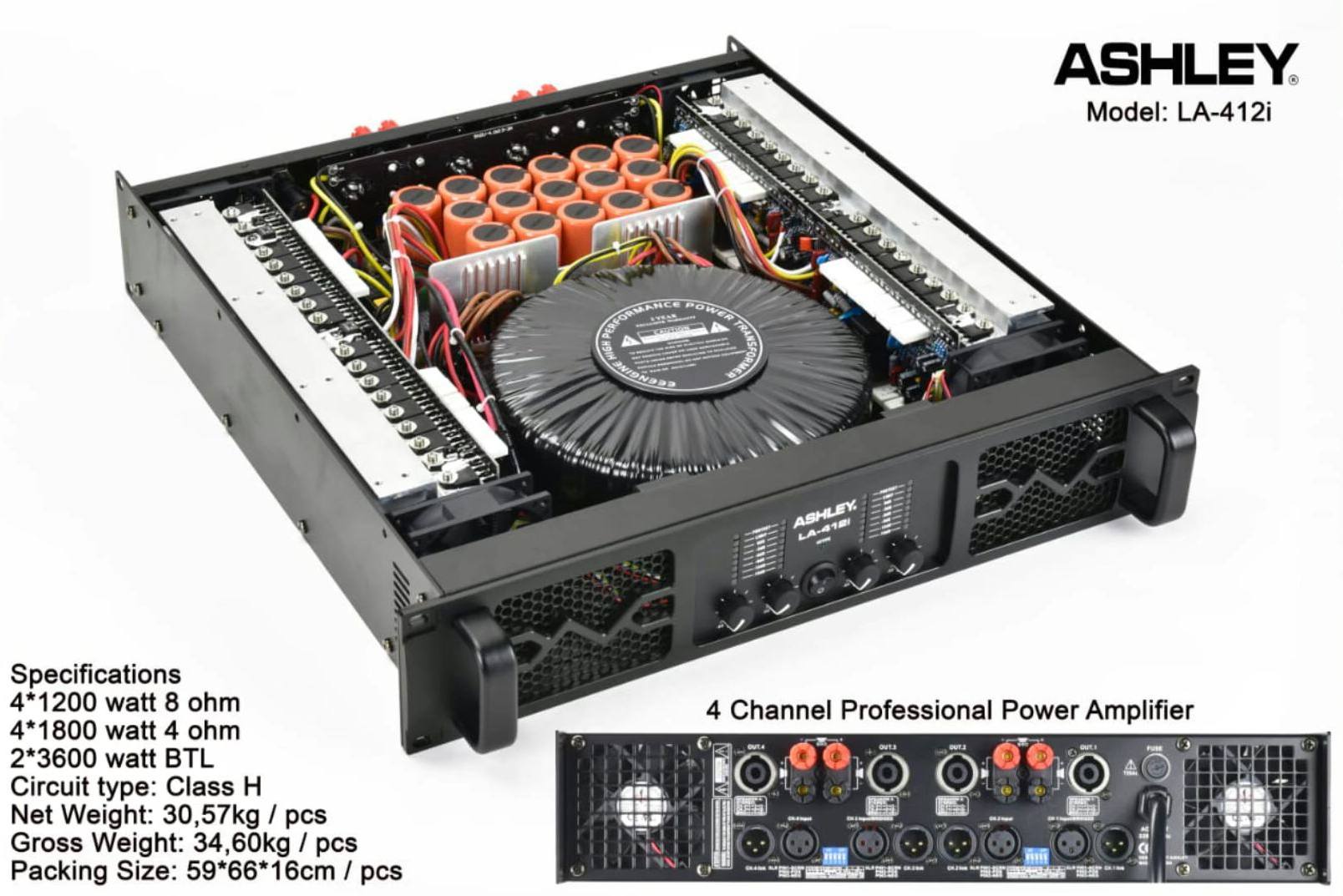 Power Amplifier ASHLEY LA-412i 4chanel Profesional