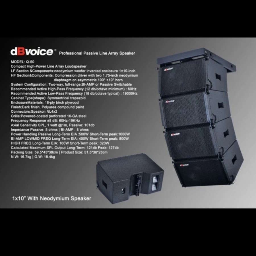 Speaker Line Array dBvoice Q-50 1X10Inchi per 1 unit