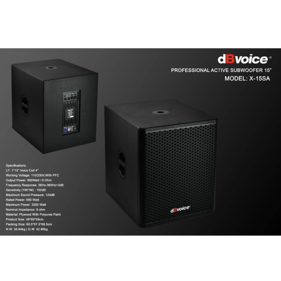 Subwoofer Aktif Speaker dBvoice X-15SA 15 Inch per 1 unit