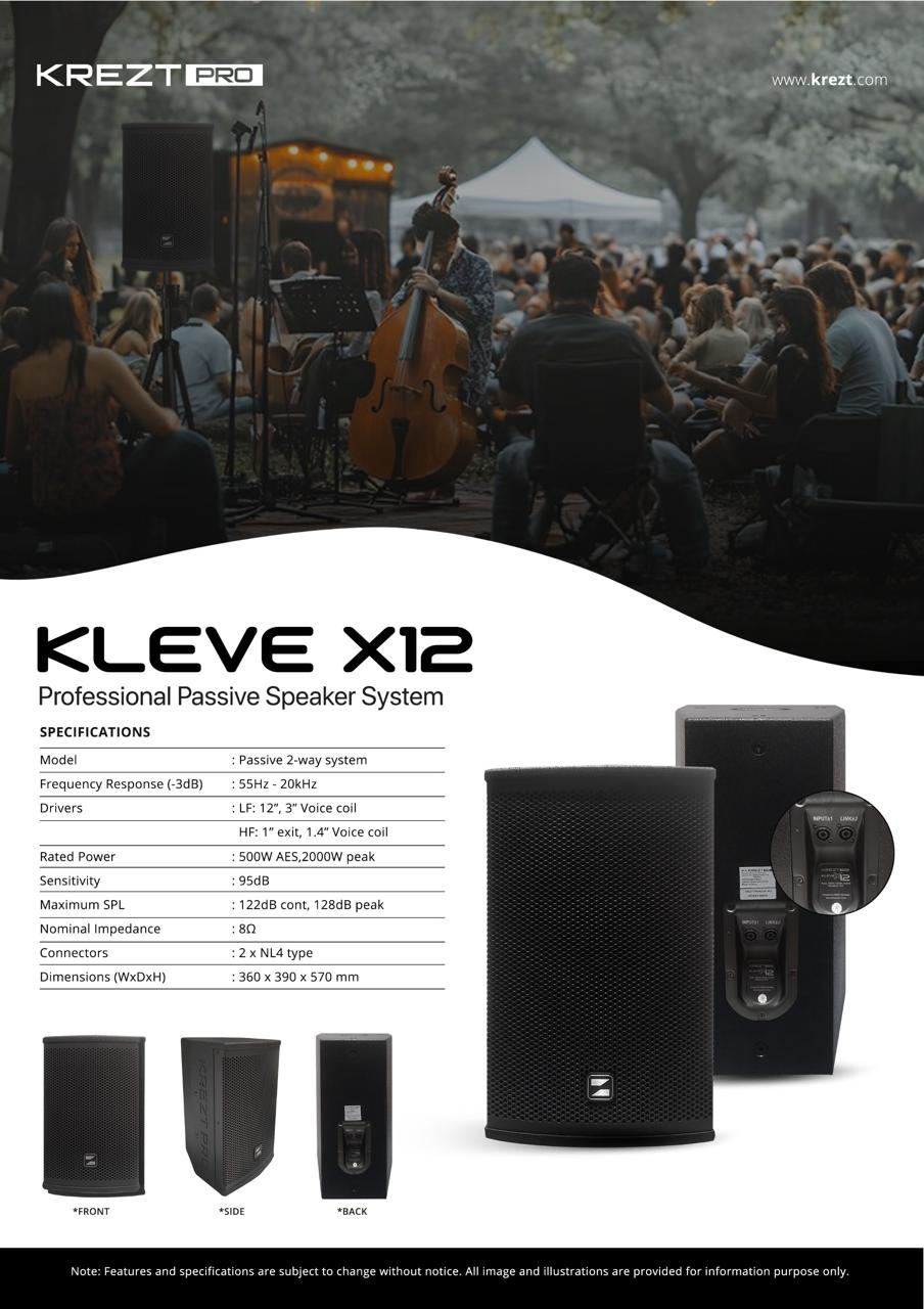 Speaker Pasif KREZT Pro Kleve X12 - 12Inc 500W AES / 2000W Peak per 1set(sepasang)
