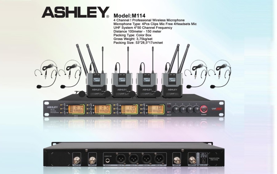 Mic Wireless Ashley M114 ClipOn isi 4
