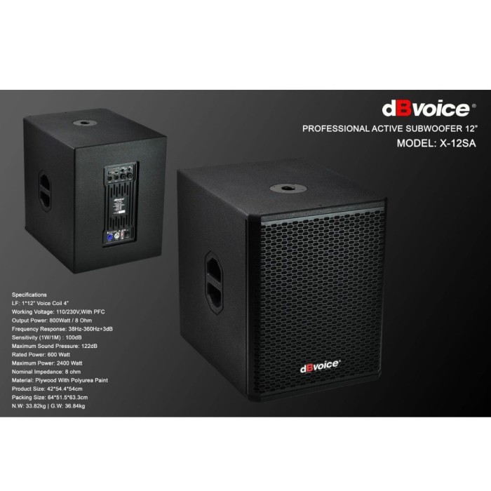 Subwoofer Aktif Speaker dBVoice X-12SA 12Inc per 1 unit