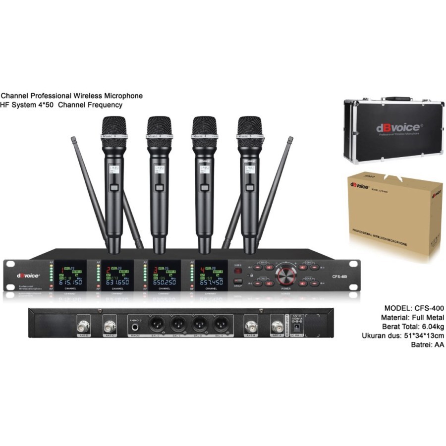 Mic Wireless dBVoice CFS-400 isi 4 Sistem Mikrofon Wireless