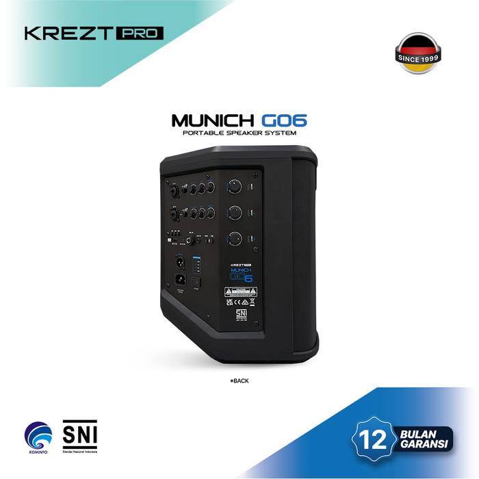 Speaker Portabel KREZT Pro Munich Go 6 Sistem Bluetooth 6,5 Inch dengan Baterai 6000mAh dan Phantom Power
