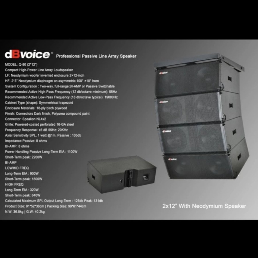 dBVoice Q-80 2x12Inc Neodymium Speaker Line Array Pasif per 1 unit