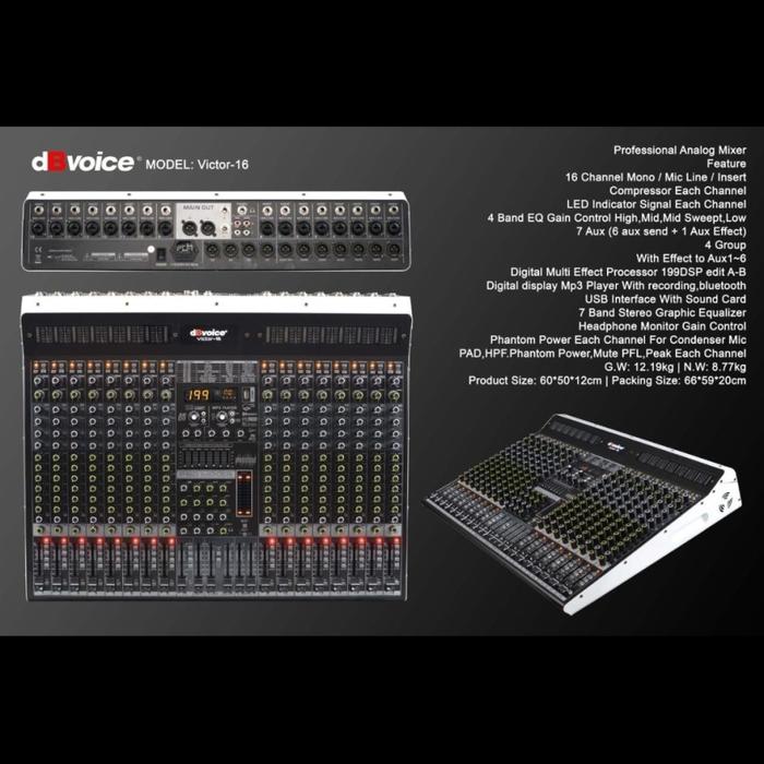 Mixer Audio dBVoice Victor-16 Analog Profesional 16chanel 6Aux Output