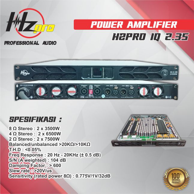 Power Amplifier HZPRO IQ 2.35 Class D 2x3500W (8Ohm), 2x6500W (4Ohm)