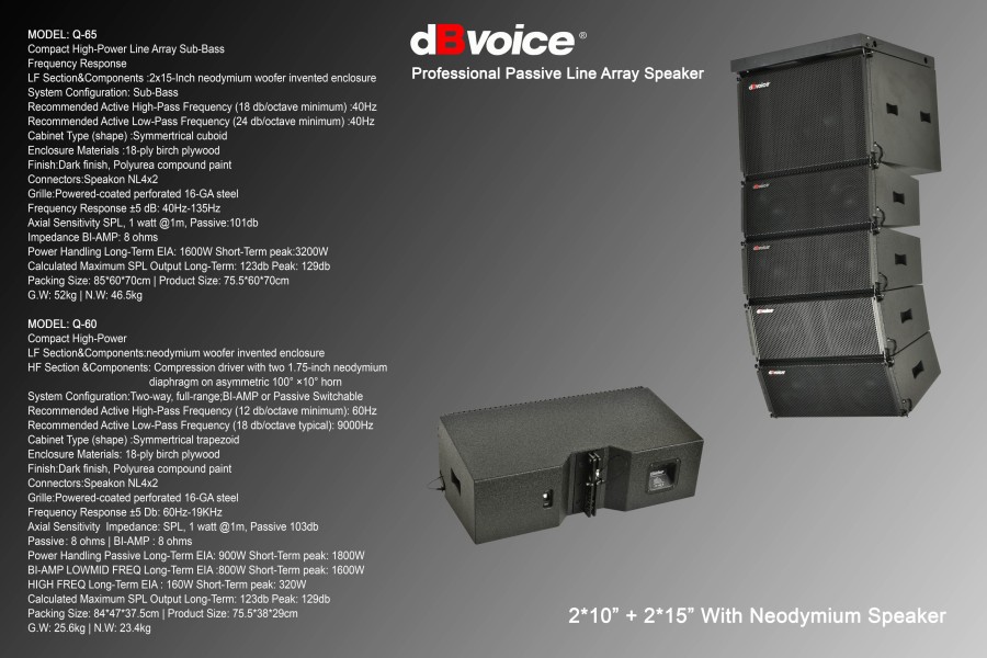 dBVoice Q-65 Professional Passive Line Array Speaker FLYING SUB 2X15Inc per 1 unit