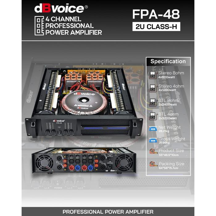 Power Amplifier dBVoice FPA-48 4x800Watt Class H Profesional