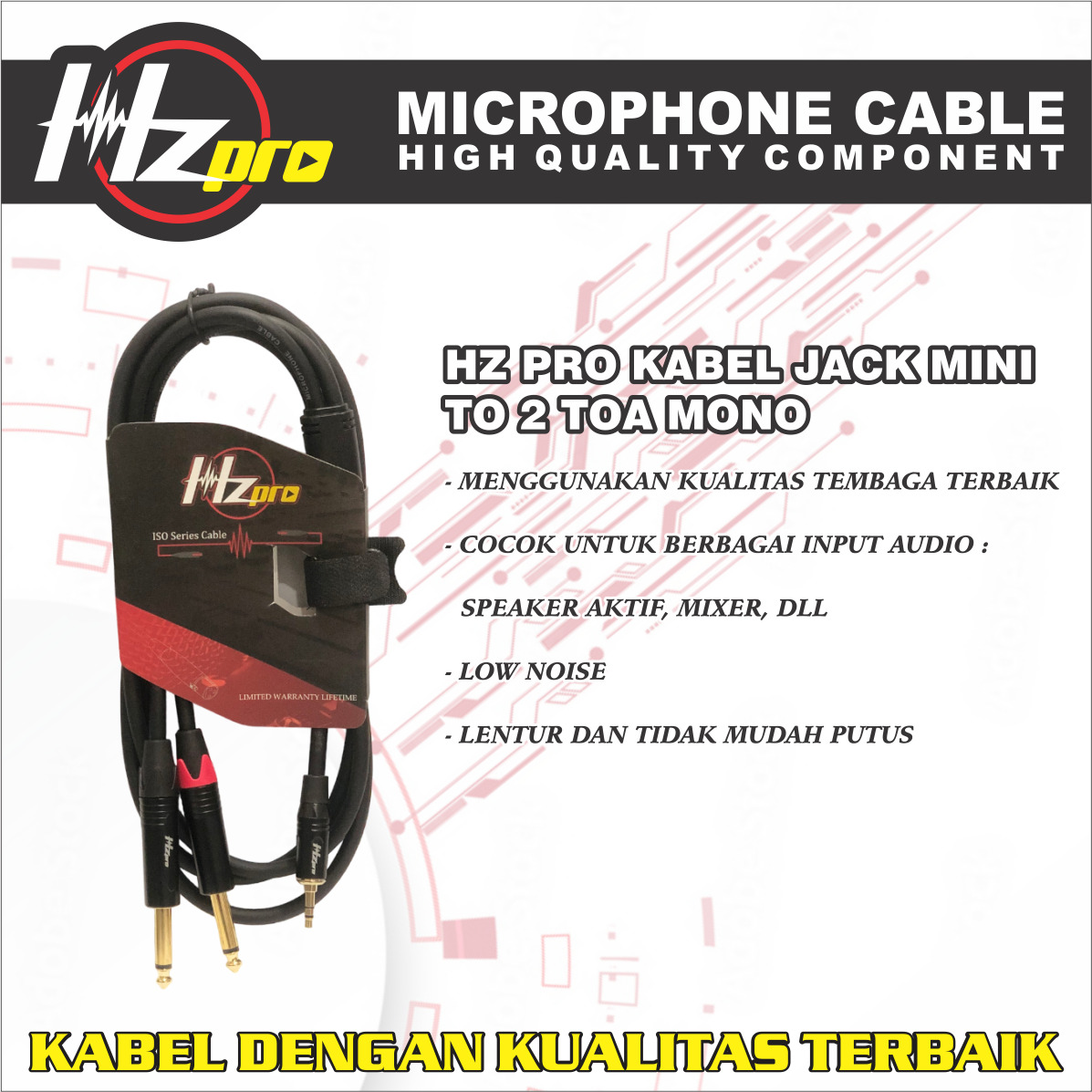 Kabel Jack Mini Stereo To 2 Toa Mono HZPro