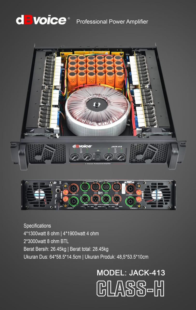 Power Amplifier dBVoice JACK-413 4chanel x 1300Watt Class H Profesional