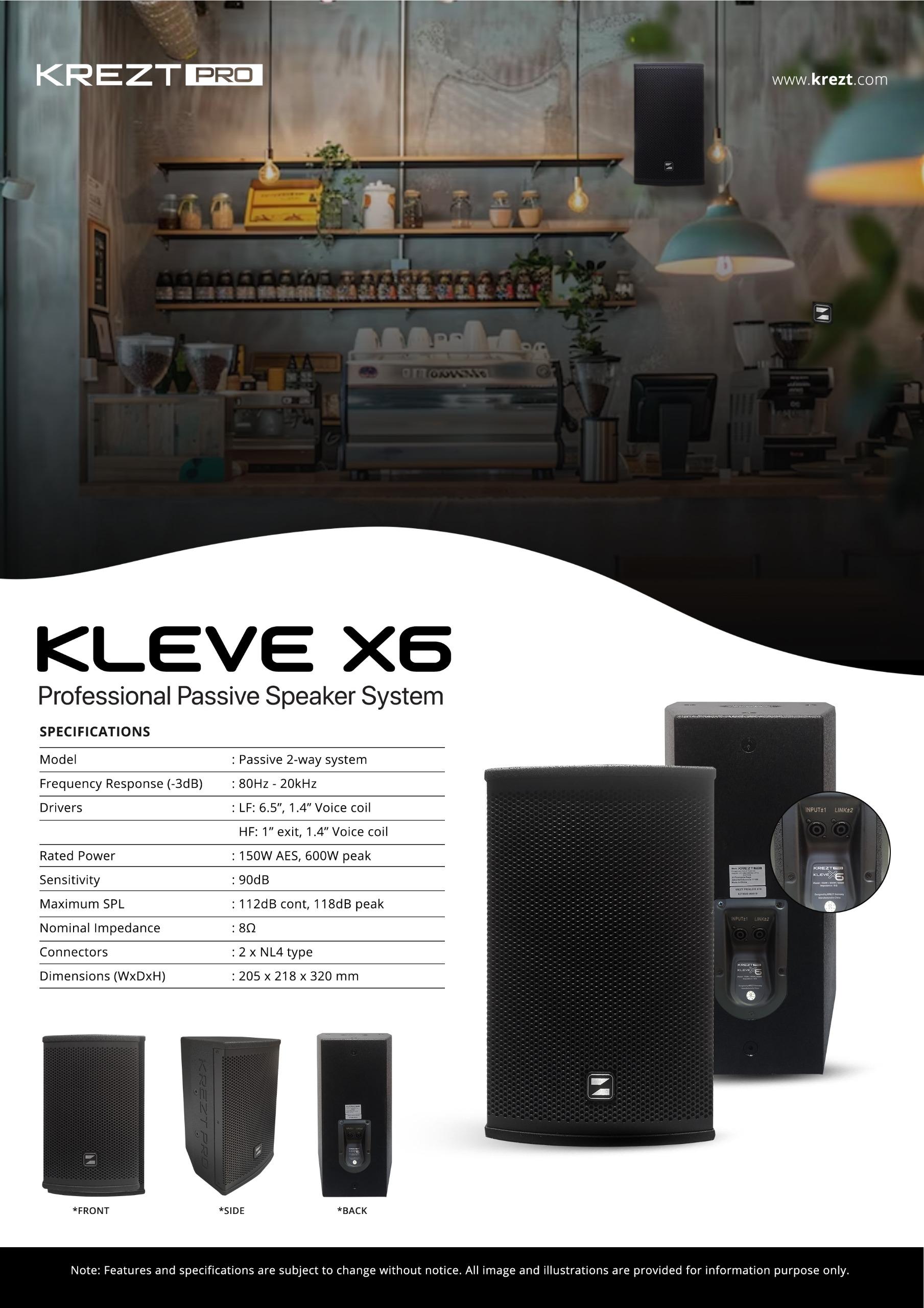 Speaker Pasif KREZT Pro Kleve X6 - 6,5Inc 150W AES / 600W Peak per 1set(sepasang)