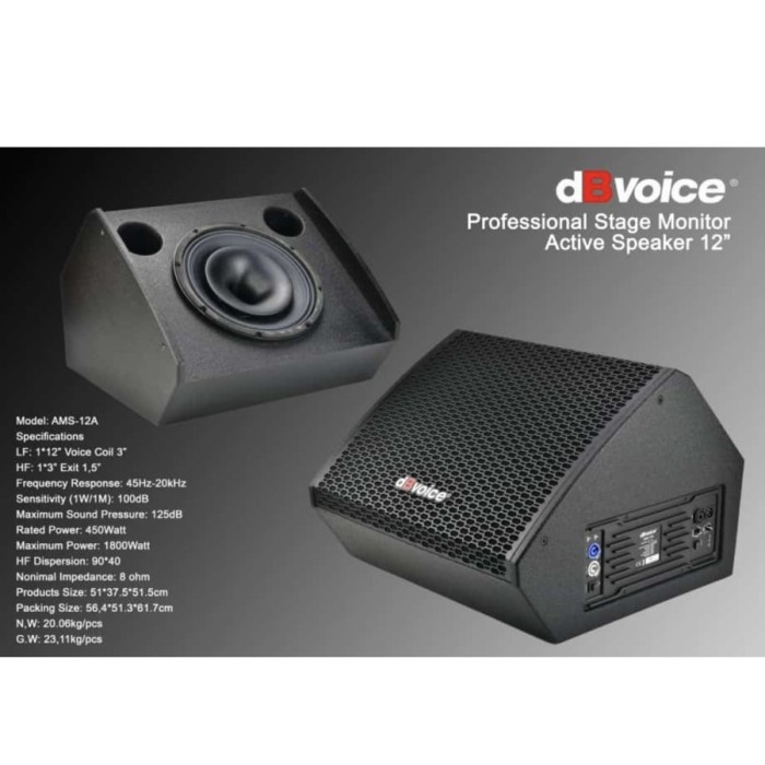 dBVoice AMS-12A Professional Stage Monitor Active Speaker 12 Inch per 1 unit