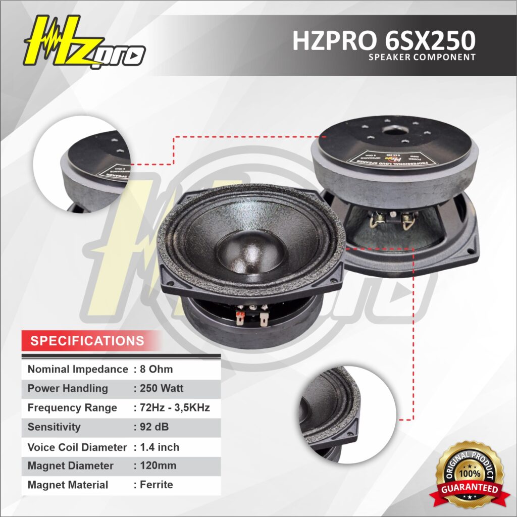 HZPRO 6SX250 6Inc Speaker Transducer Component