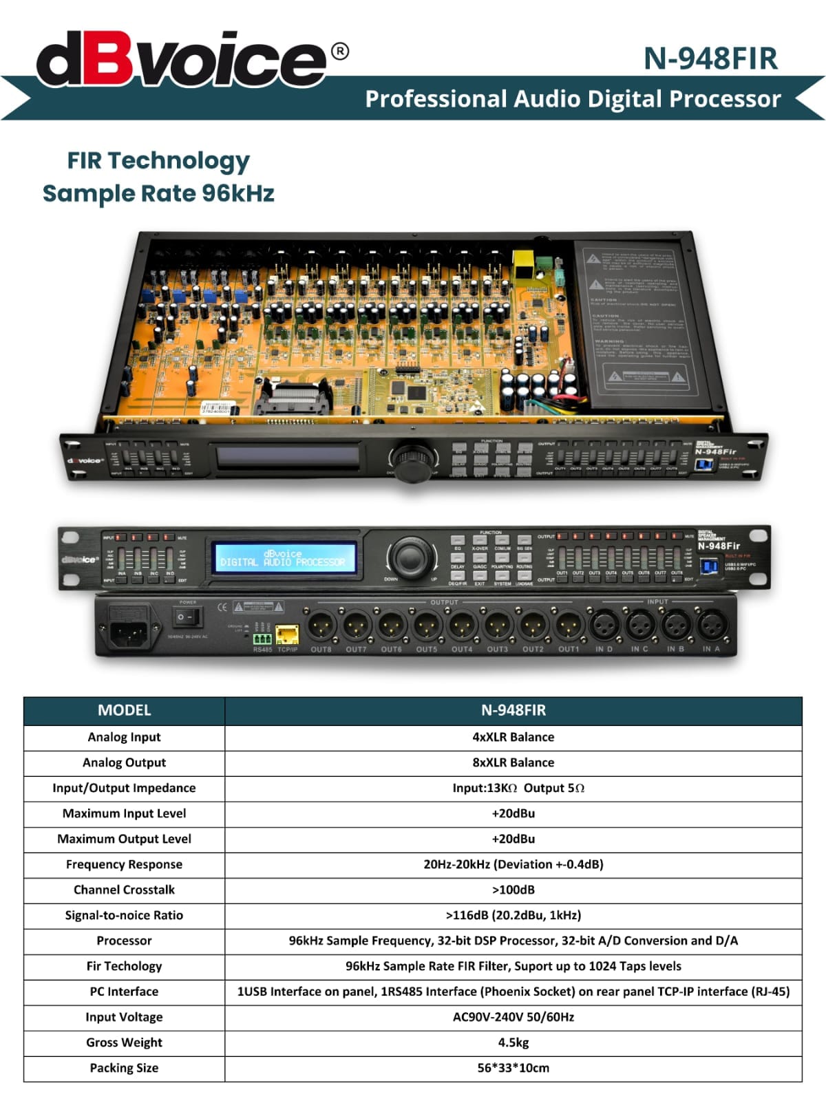 DLMS dBVoice N-948FIR MANAGEMENT SPEAKER 4IN 8OUT