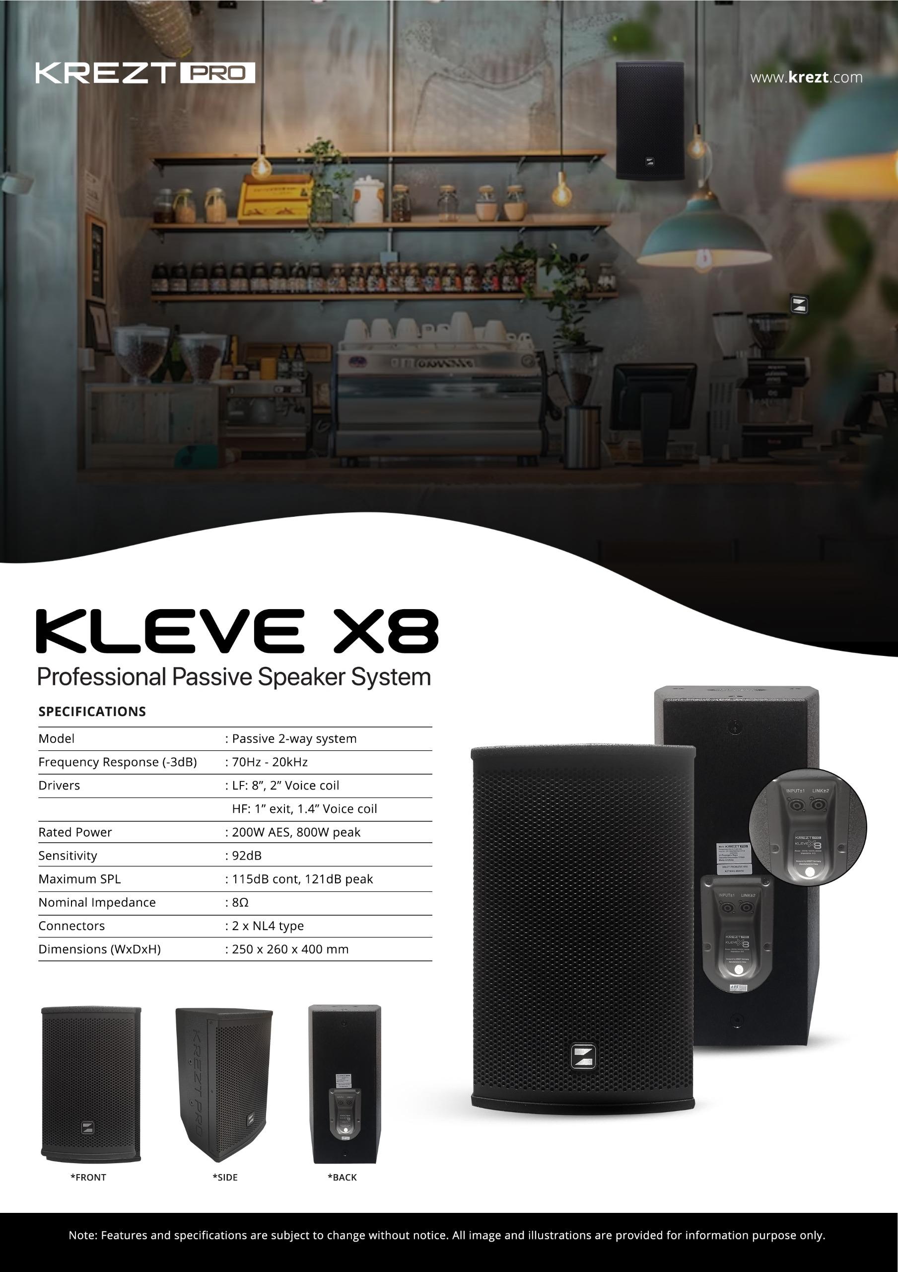 Speaker Pasif KREZT Pro Kleve X8 - 8Inc 200W AES / 800W Peak per 1set(sepasang)