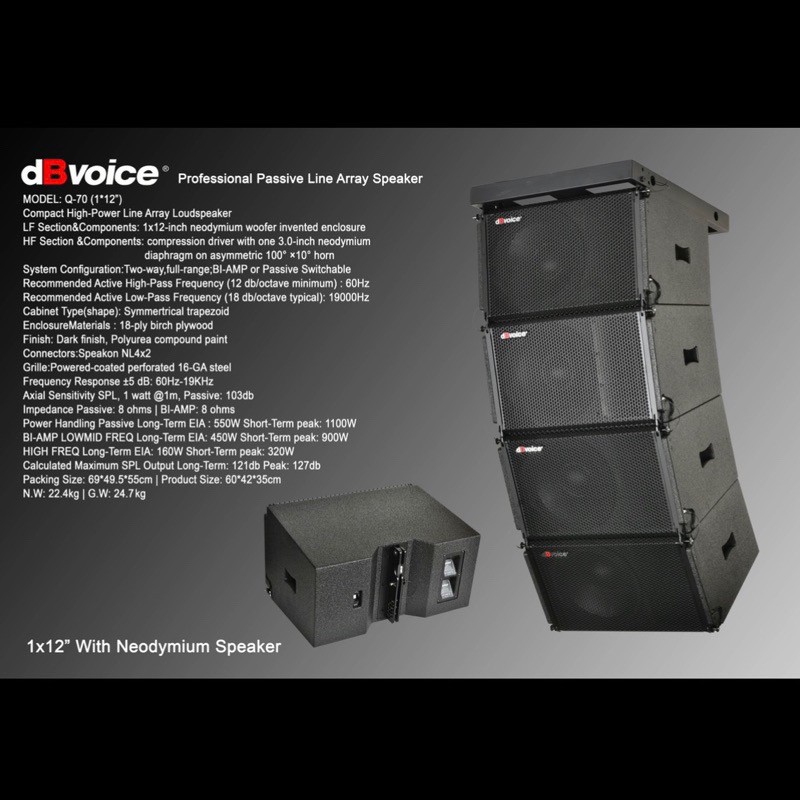 dBVoice Q-70 1x12Inc Neodymium Professional Passive Line Array Speaker per 1unit