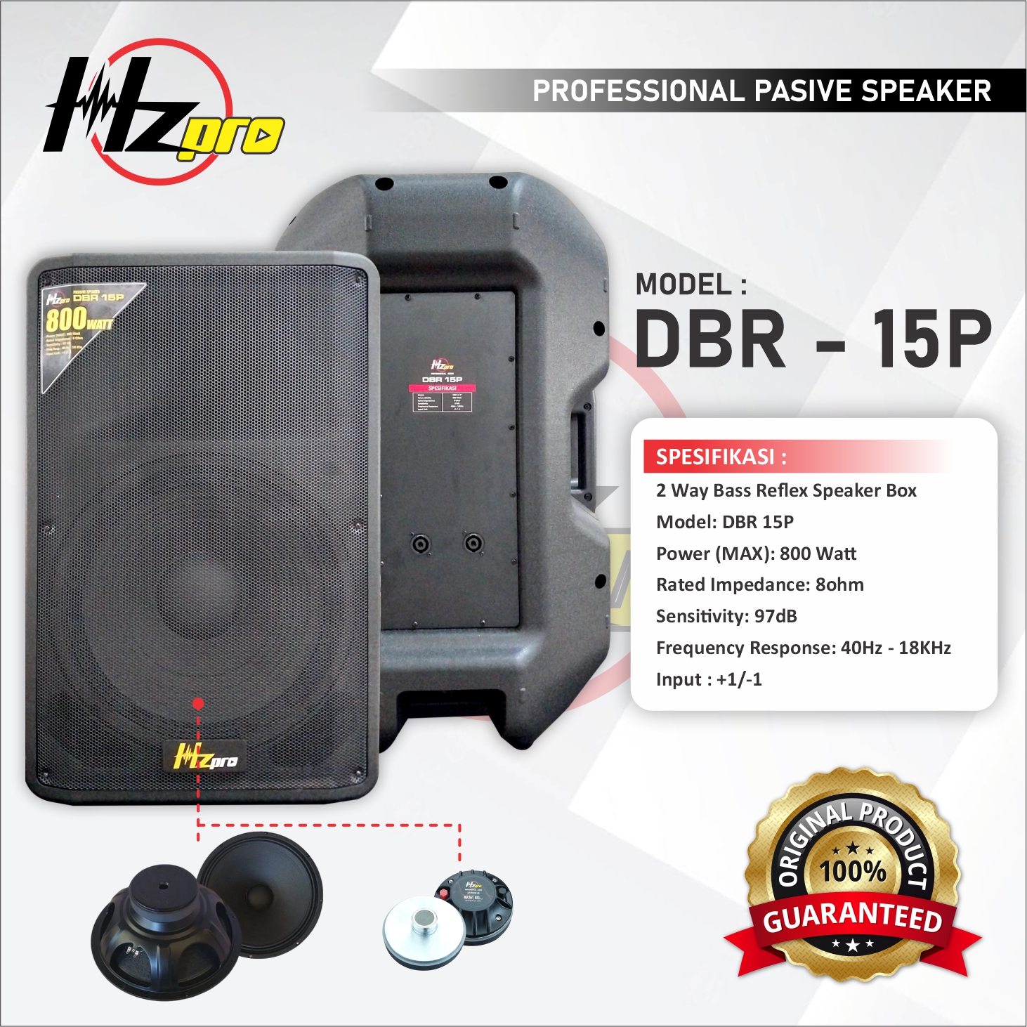 Speaker Pasif HZPro DBR-15P Original per 1set(sepasang)