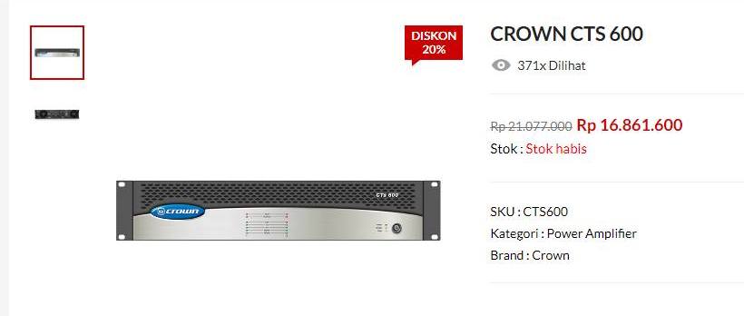 Power Amplifier CROWN CTS 600 DSP Canggih Ori Made in USA Normal semua