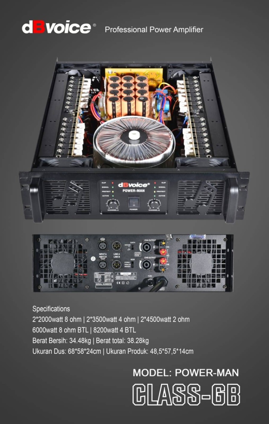 Power Amplifier dBvoice POWER MAN 2x3500watt 4ohm/Badak Glerr/Clas GB