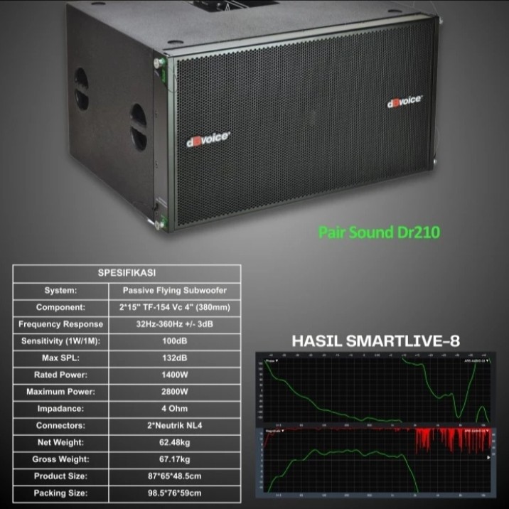 dBVoice Sound-DR215 Subwoofer SPEAKER PASIF FLYING SUB 2X15Inc per 1unit