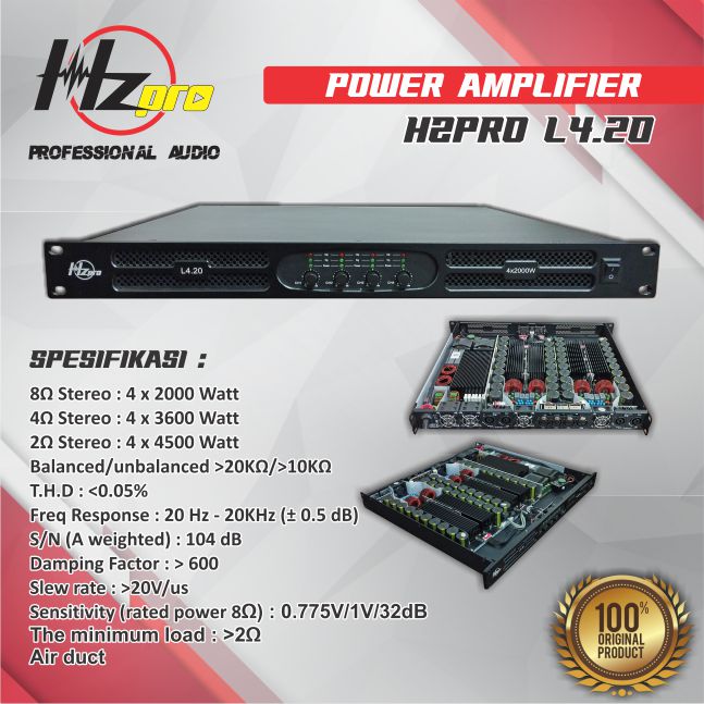 Power Amplifier HZPro L4.20 Class D 4x2000W(8ohm) - 4x3600W(4ohm)