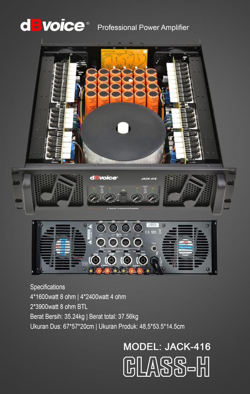 Power Amplifier DB VOICE JACK-416 Class H 4 Channel Profesional