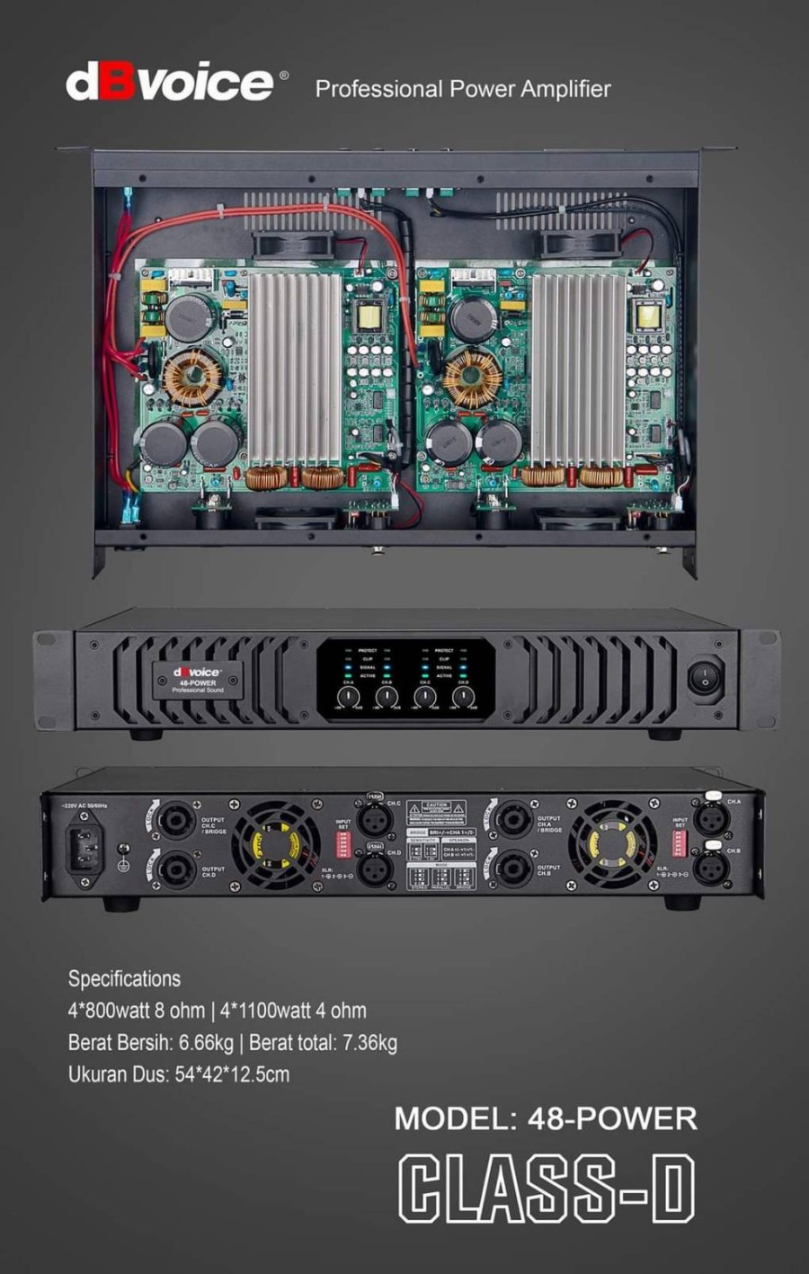 POWER AMPLIFIER DBVOICE-48 Professional Power Amplifier Class D