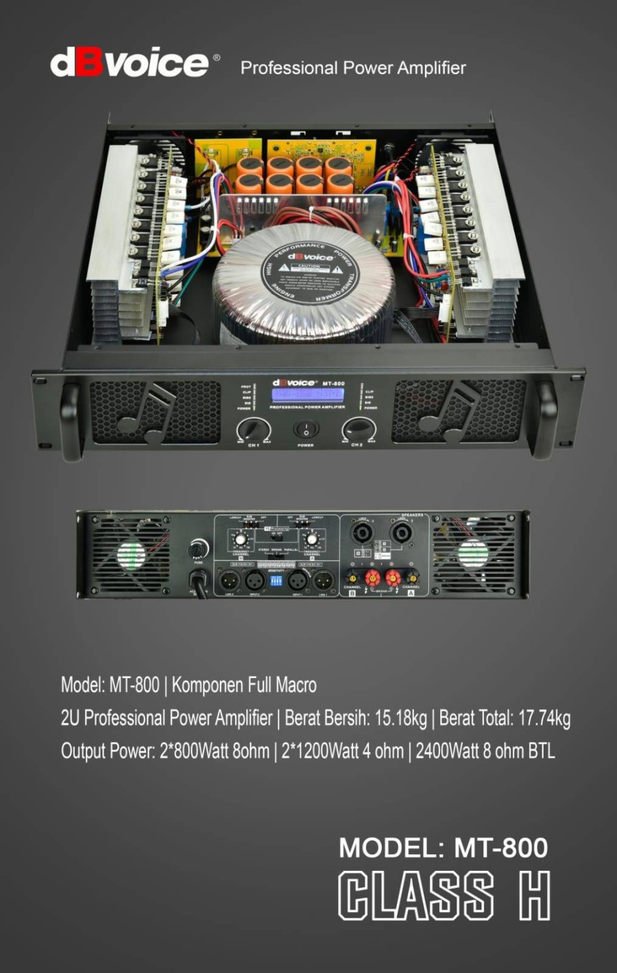 Power Amplifier dBVoice MT-800 Profesional Class H