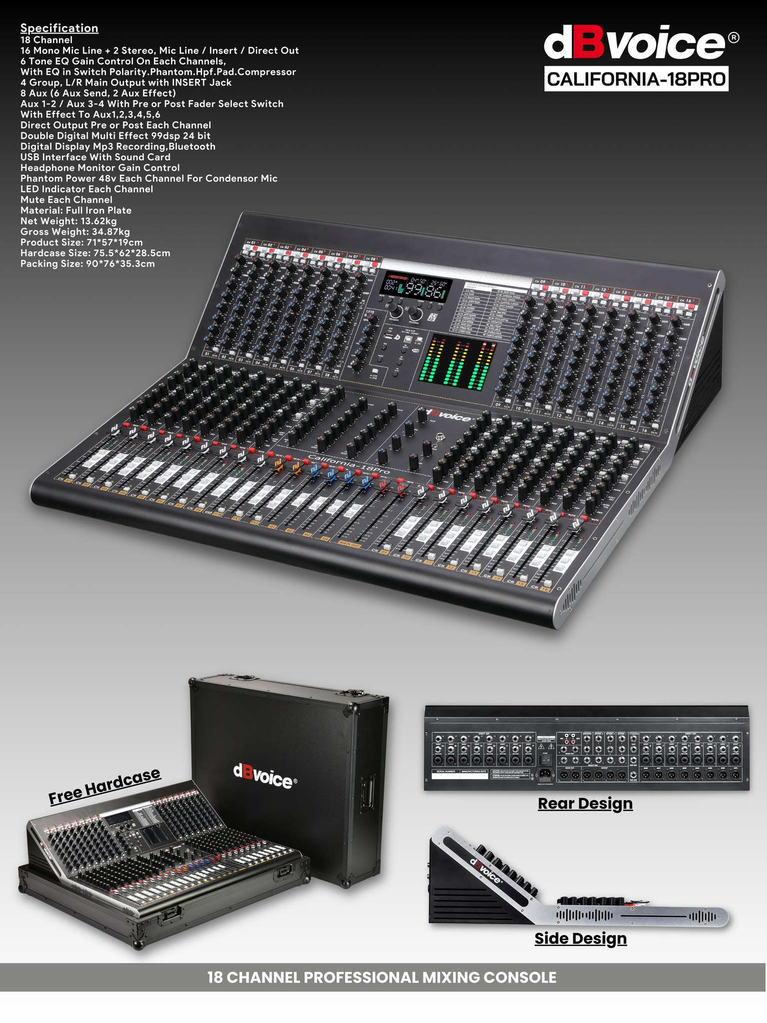 Mixer Audio dBVoice CALIFORNIA-18PRO 18chanel Profesional