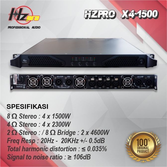 HZPRO X4-1500 Power Amplifier Class D 4ch x 1500Watt (8Ohm) Balap Clarity