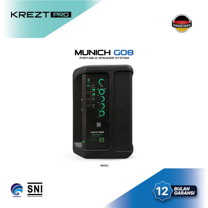 Speaker Portabel KREZT Pro Munich Go 8 Sistem Bluetooth 8 Inch dengan Baterai 8000mAh dan Phantom Power