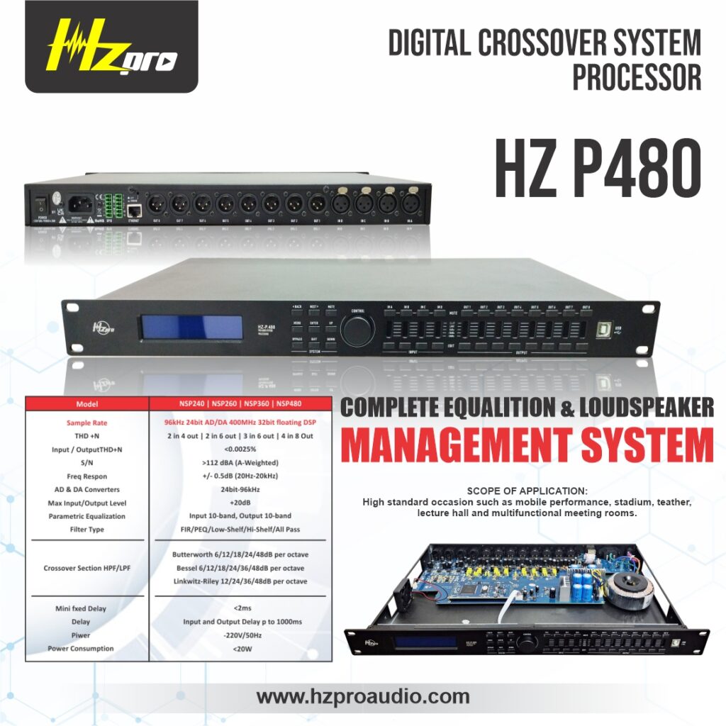 DLMS HZPro P.480 4in 8Out Professional Audio Processor FIR Technology