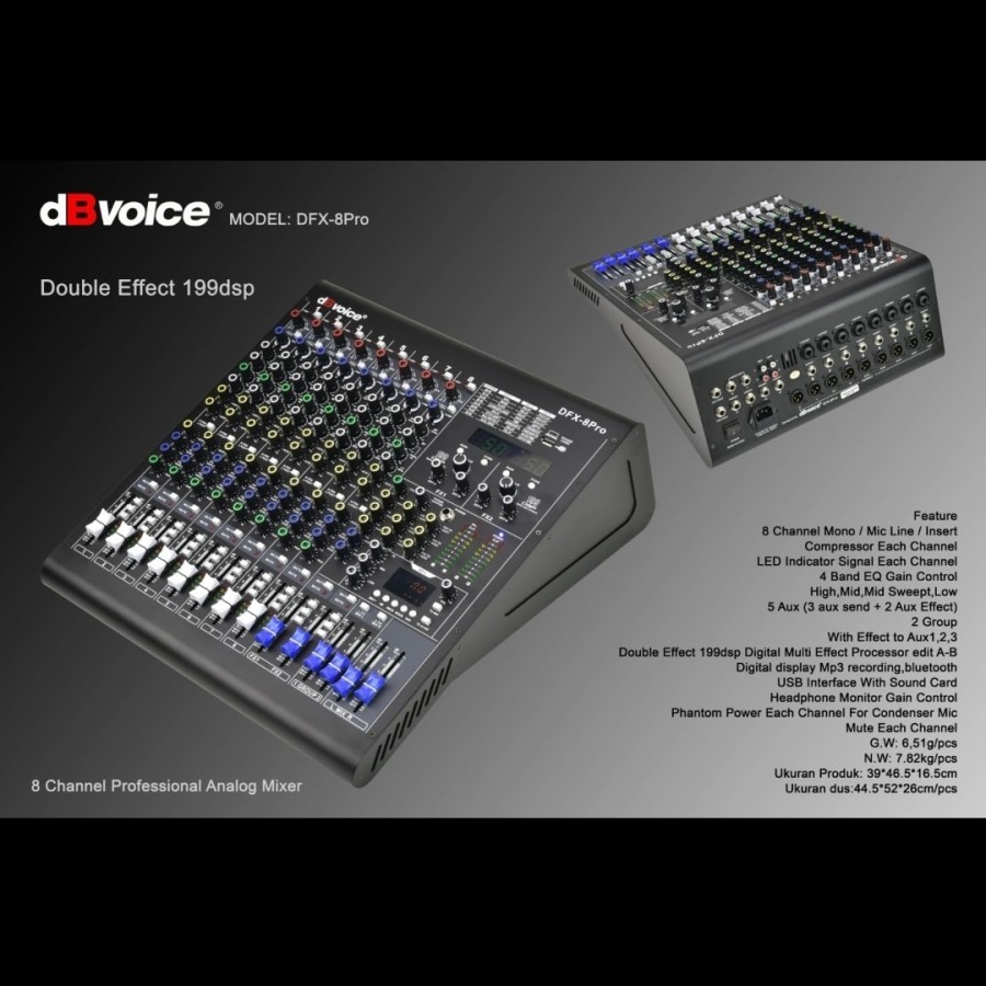 Mixer Audio dBvoice DFX-8Pro 8chanel Analog Double Effect