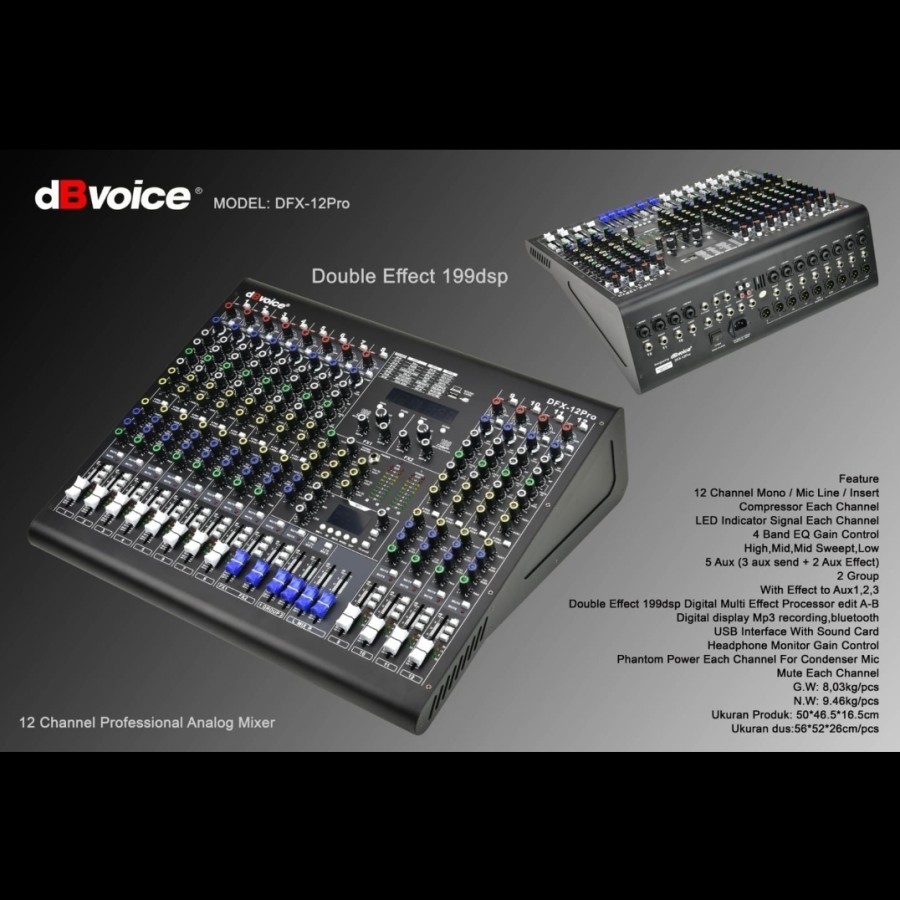 Mixer Audio dBVoice DFX-12Pro Analog Profesional 12 Channel