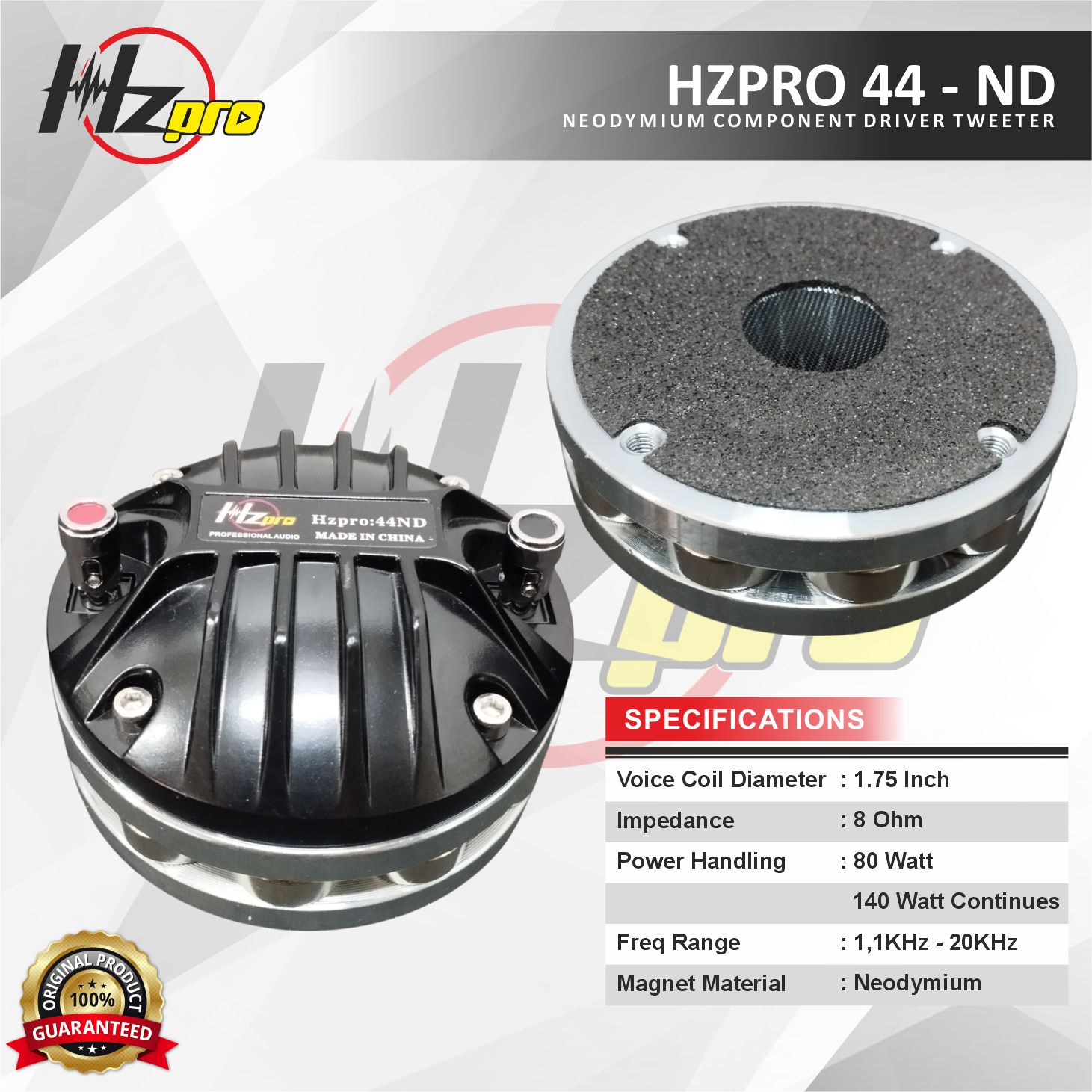 Driver Tweeter HZPRO 44-ND Neodymium Tweeter