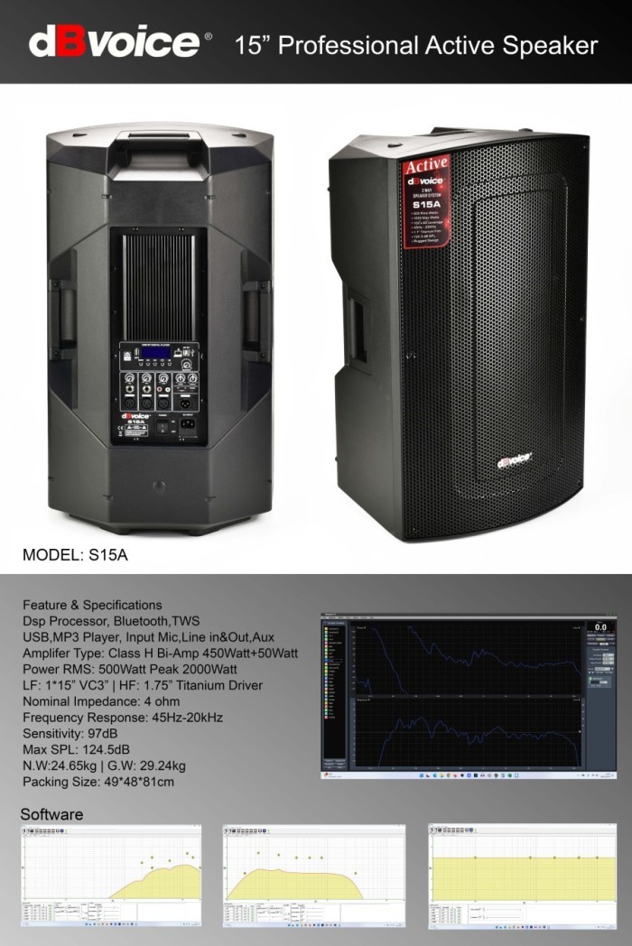 Speaker Aktif Profesional 15 inci dBVoice S15A per 1 unit