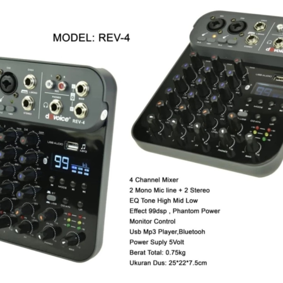 Mixer Analog dBVoice REV-4 Mini Mixer Broadcast Livestream