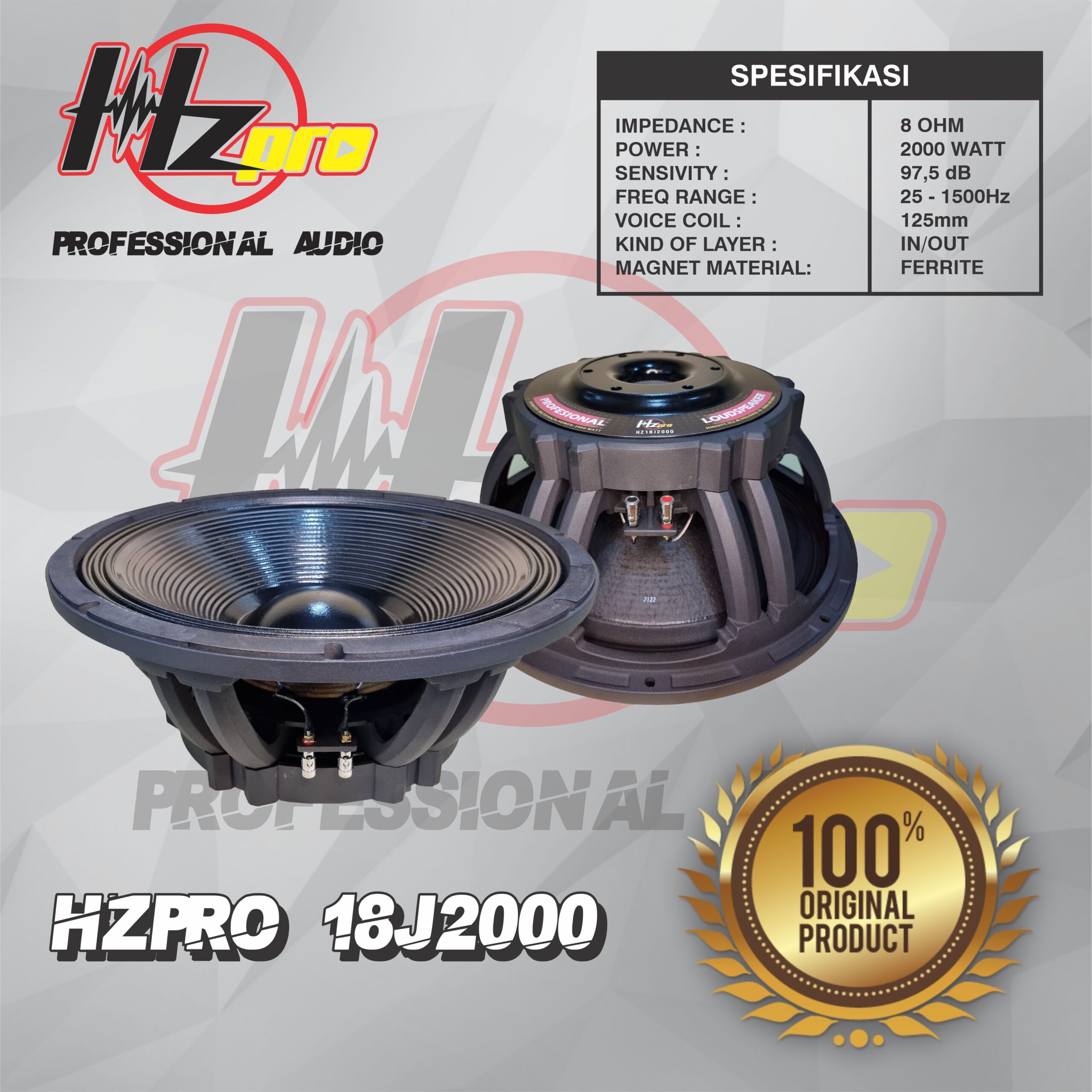 HZPRO 18J2000 18Inc Ferrite Speaker Transducer Component